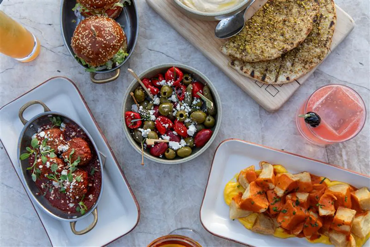 a table with different foods